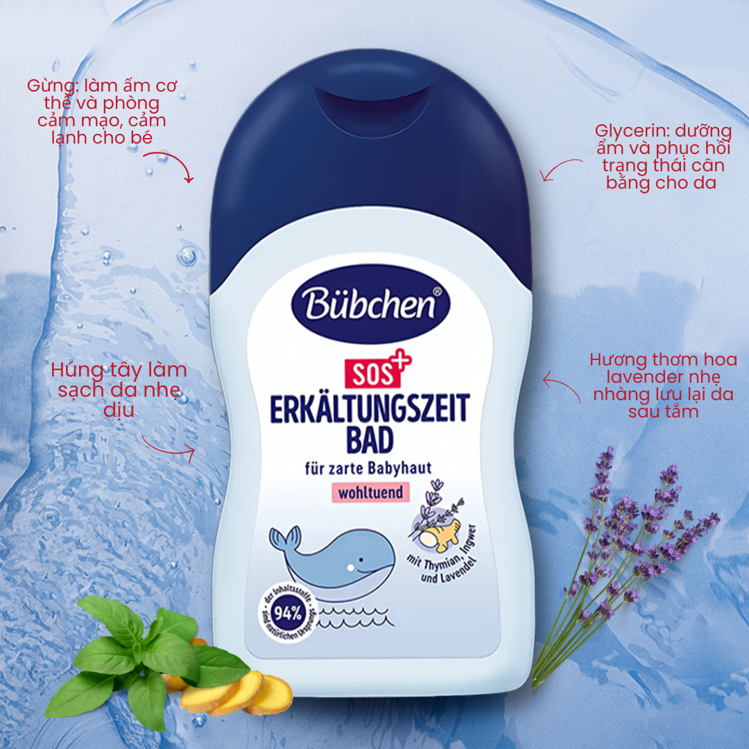Dầu tắm cảm thuần chay chống lạnh Bubchen SOS Erkältungszeitbad